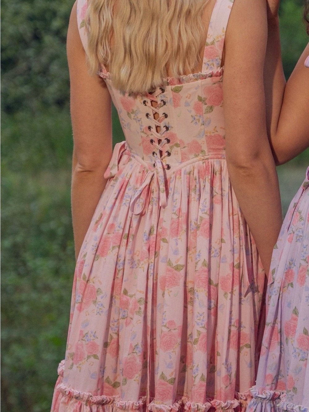 Fairy Tong London Garden Symphony Corset Midi Dress in Pink - Picture 2 of 5